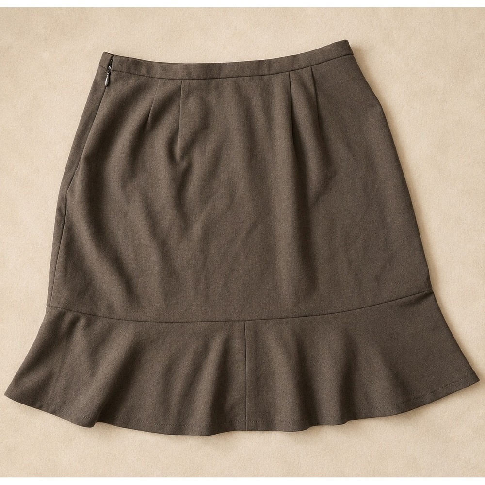 The Limited Stretch Brown Flounce Hem‎ Career Fall  Skirt Size 4 Office Workwear